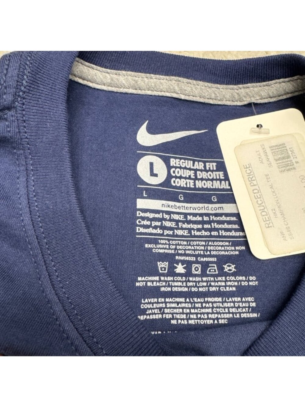 Nike Seattle Seahawks SOAR Super Bowl XLVIII Champions SS T-Shirt Navy L NWT - Picture 4 of 6
